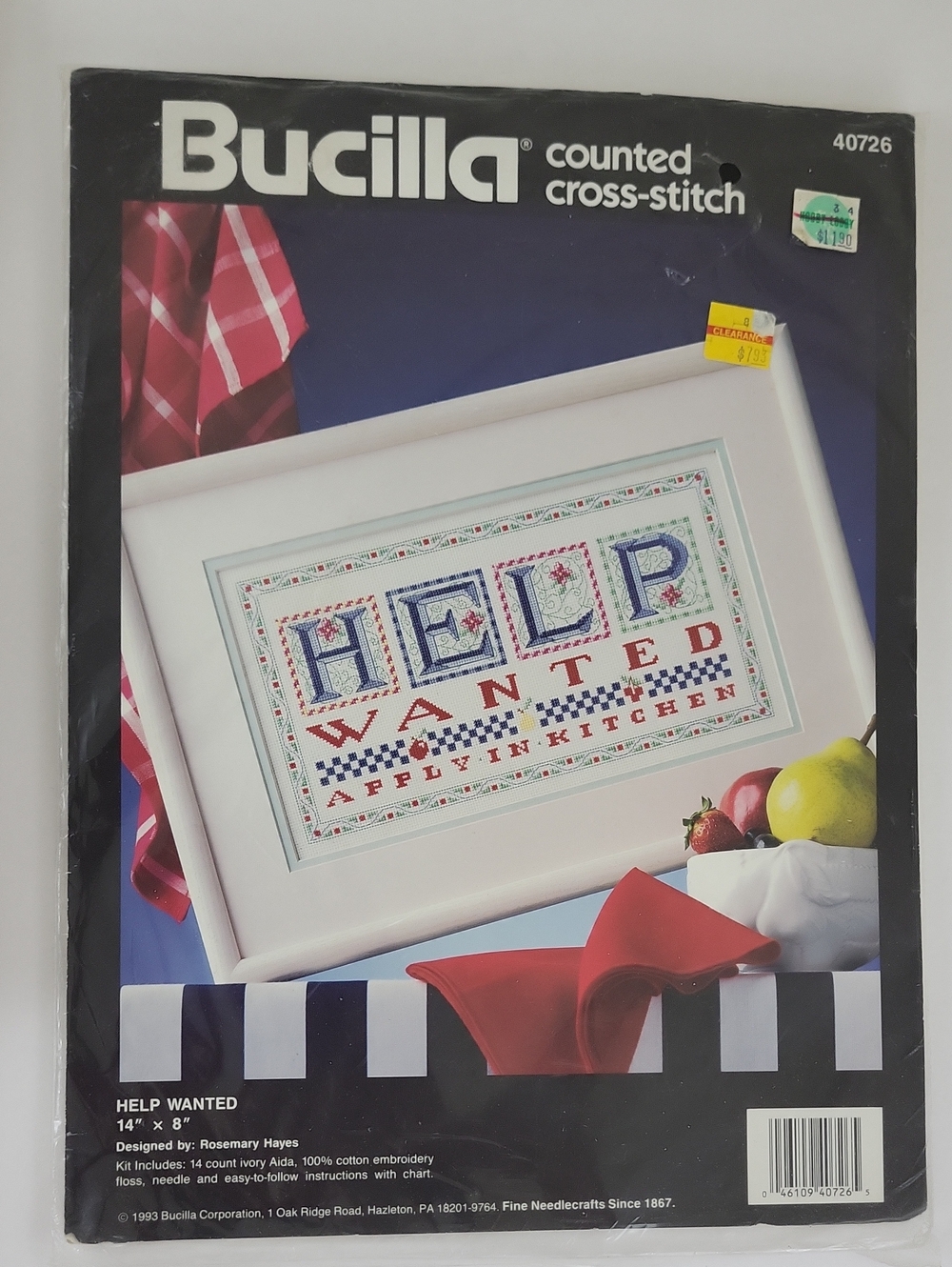 New Vtg BUCILLA #40726 "Help Wanted" Counted Cross Stitch Kit 1993 14”x 8”